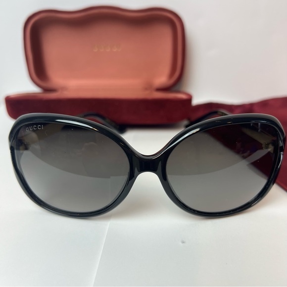 Gucci GG0076S 002 Oversized Sunglasses Black Gold Gradient 60mm main image 10